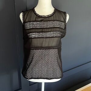 Endless Rose Black Sheer Lace-Trim Sleeveless Top